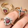 2pcs Can Be Assembled Heart and Cross Rings for Women Men Couple Silver Gold Color Adjustable Open Ring Fashion Party Jewelry