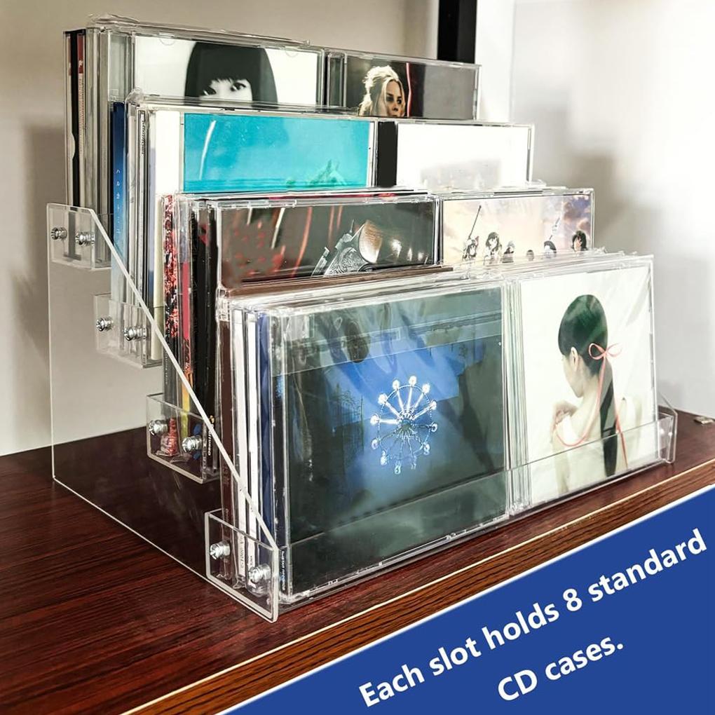 Cascading CD Storage Rack Organize Cd Collection With Style Nail Polish Organiser Dvd Storage Boxes