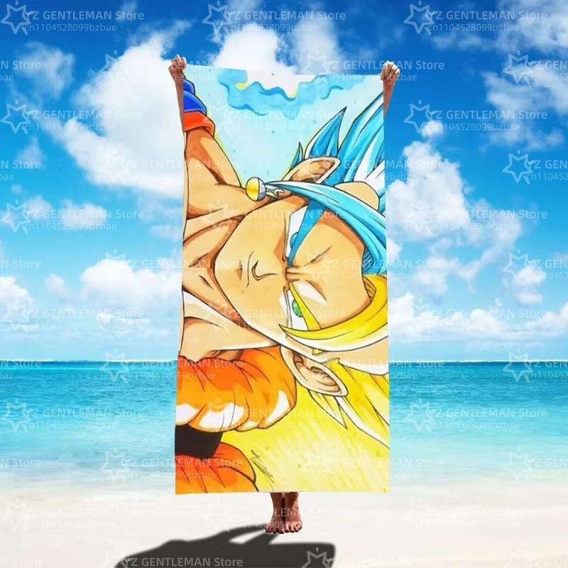Dragon Ball Goku Пляжное полотенце Аниме Саян Летние полотенца Ванная Полотенце для ванны Полотенца для плавания Дорожное пляжное полотенце Быстросохнущее Детский подарок