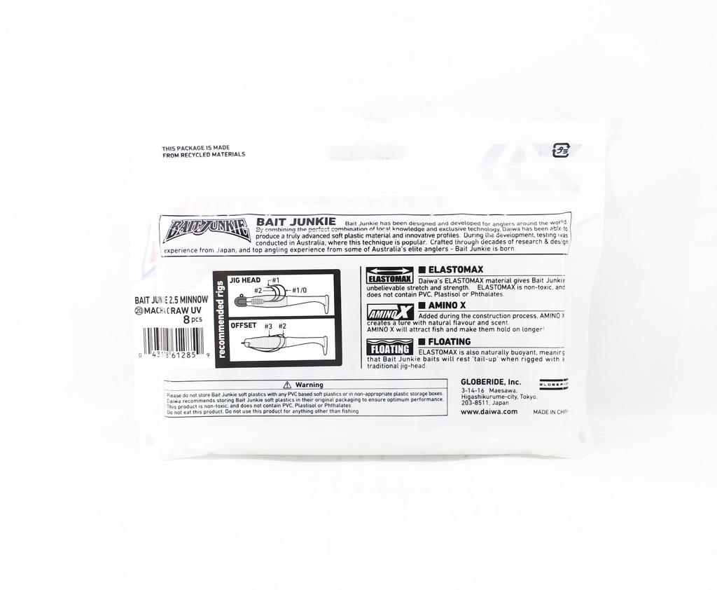 Daiwa Soft Lure Bait Junkie Minnow 2.5 Inch 8 Per Pack Macha Craw UV (2859)