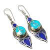 Tibetan Turquoise, Lapis Handmade Jewelry Earring 2.40" Q7I87