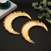 Gold Moon Design Handmade Crafts Creative Storage Tray Display Snack Plate Fruit Cake Metal Pallet Decorative Festival Supplies