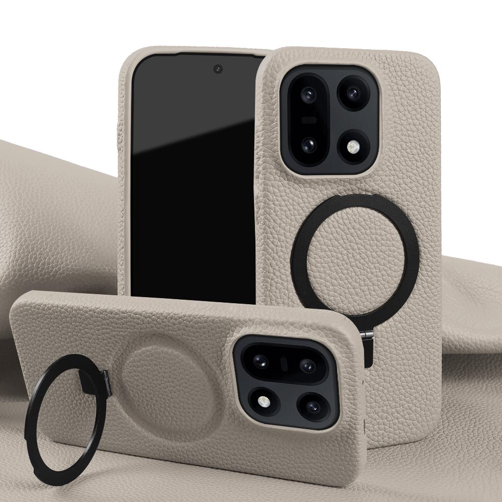 For Magsafe Bracket Ring Genuine Leather Case For OnePlus 15 15R 13S 13T 13R 13 Ace 6 6T 5 Pro Nord CE5 Back Cover Phone Case
