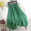 MOJTA Mid-length Skirt Spring Summer Women's Elastic Waist High Waist Skirt A-line Skirt