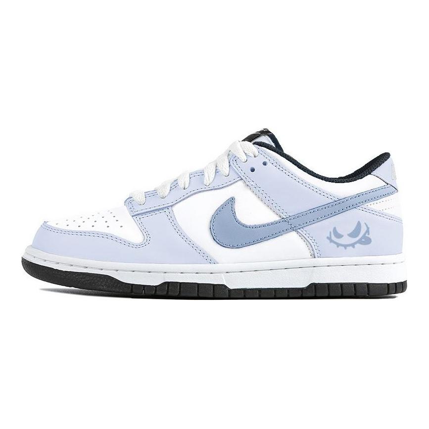 Nike Кроссовки Dunk Leather с амортизацией, устойчивые к истиранию, износостойкие, низкие, для скейтбординга, детские, сине-белые, CW1590-100(Команда189-)