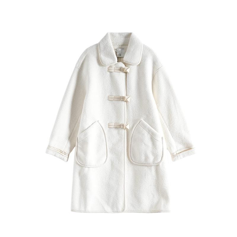 Maslan Fashion Temperament Solid Color Lapel Woolen Coat