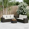 Sofa Set 8 Pieces Black and Cream White Poly Rattan and Steel
