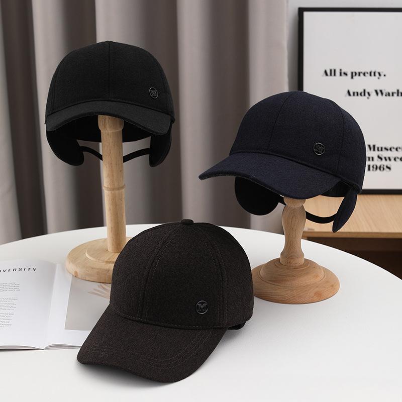 Новая осенне-зимняя мужская бейсболка, модная бейсболка с жестким верхом и защитой ушей, теплая утолщенная шапка, защищающая от холода