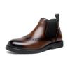 Fashion Elegantes Genuine Leather Chelsea Boots Mens Comfortable Brogue Shoes British Style Man Wedding Dress Ankle Boots Slip On Shoes