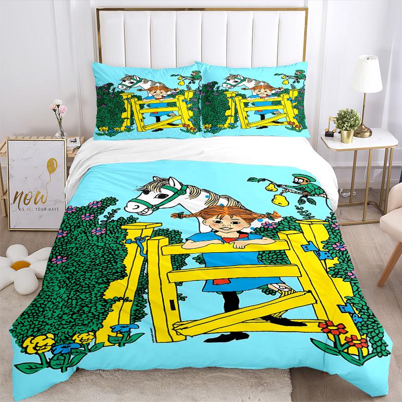 Girl Horse Fence Print 3Pcs Bedding Setduvet Cover With 2 Bedropillowcase Home Birthday Gift