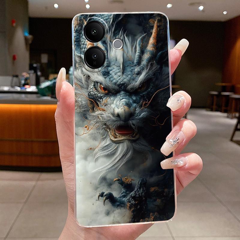 Чехол Для Vivo V60 Lite Эстетичный Роскошный Дракон Милый Крутой Мальчики Девочки Мягкий силикон Чехол для телефона Задняя крышка Прозрачный ТПУ Оболочка