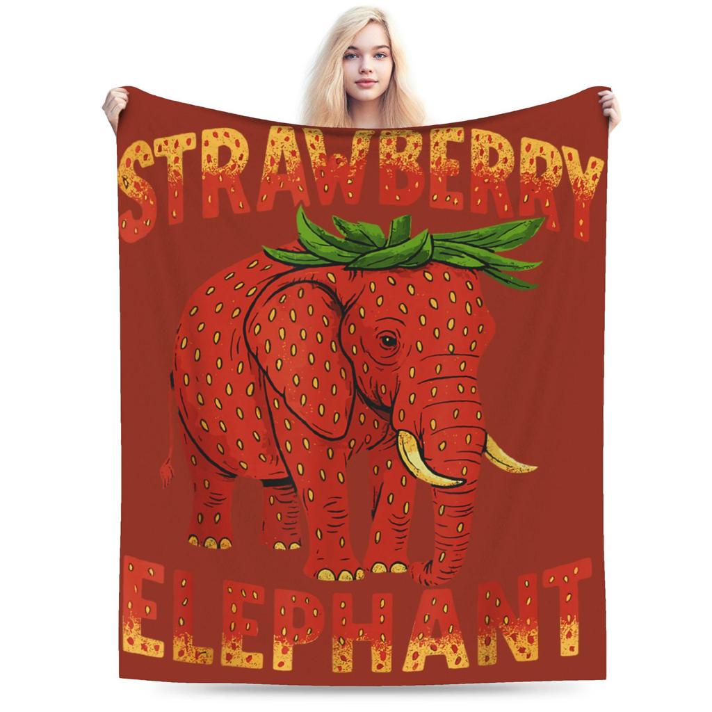 Strawberry Elephant Funny Italian Brainrot Gaming Meme Blankets Quality Super Soft Bedding Throws Winter Picnic Couch Bed