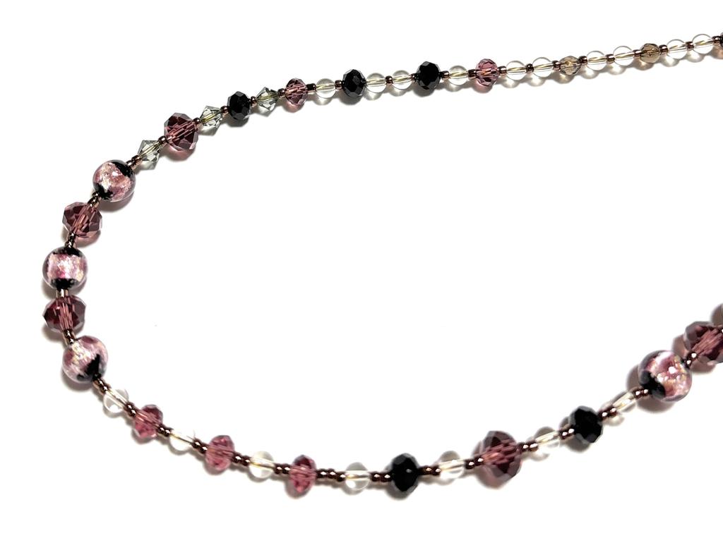 Ожерелье из натурального камня Светится в темноте Бокал светлячка Аура шампанского Бусины из дымчатого кварца 21 г Магнитная застежка Сделано в Японии [Malline Marine]