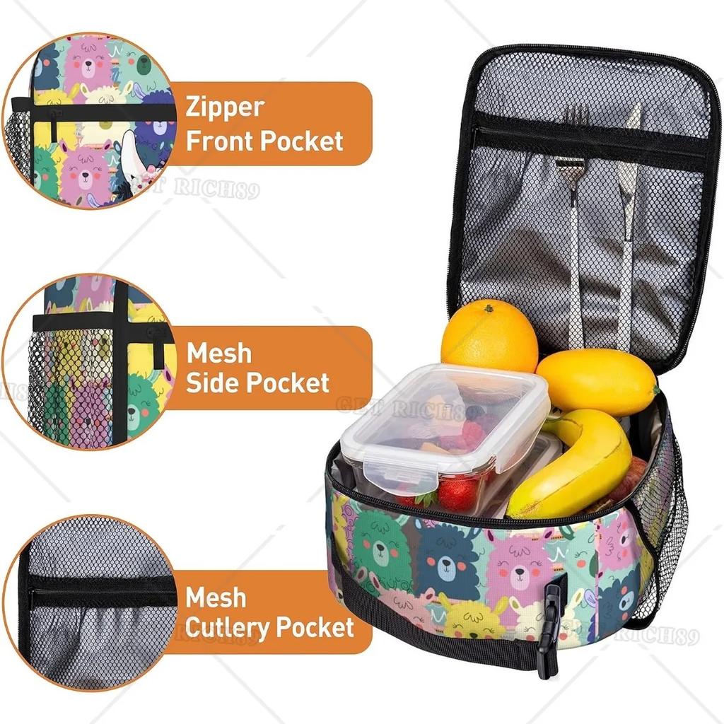 Сумка-холодильник из ламы и альпаки для обеда для детей, мальчиков и девочек, многоразовые сумки-холодильники для школьных занятий