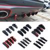 New 4pcs Universal Car Carbon Fiber Pattern Modified Shark Fin Rear Spoiler Rear Bumper Lip Diffuser Anti-collision Red Black