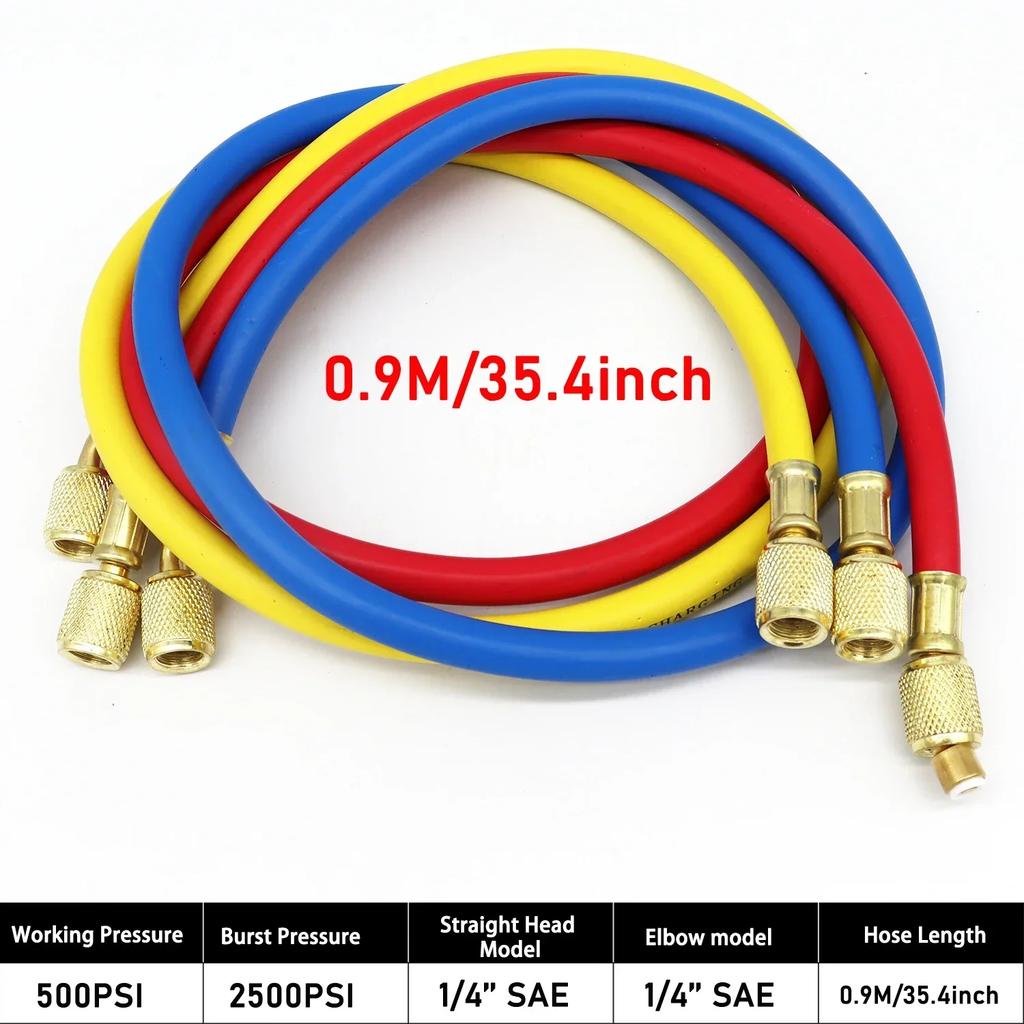 0.9M-1.8M AC Комплект для R134A R12 R22 Хладагент Кондиционер Манометрический коллектор Зарядный шланг Комплект трубок Шланг Низкие потери Новый