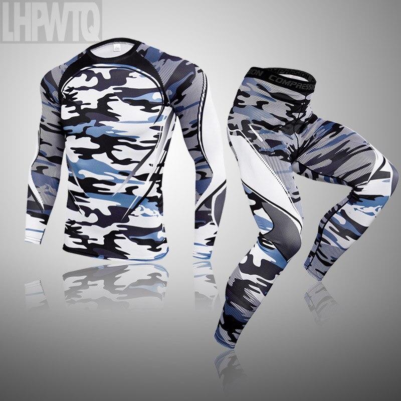 2 шт., комплект термобелья для мужчин Long Johns, леггинсы для фитнеса, компрессионный спортивный костюм, нижнее белье