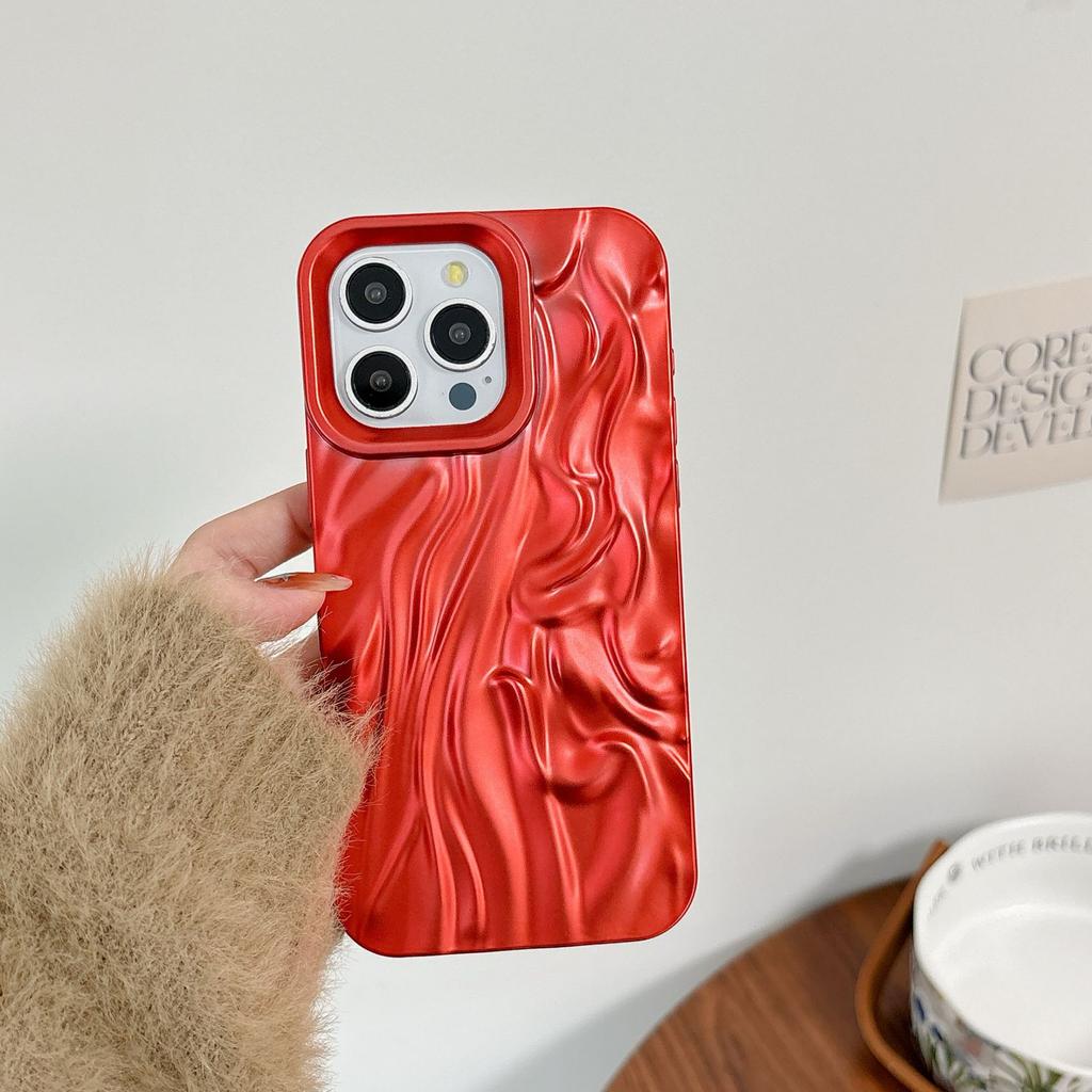 Трехмерные шелковые складки, подходит для iPhone16 однотонный гальванический чехол для мобильного телефона 14 Apple 15promax противоударный 13