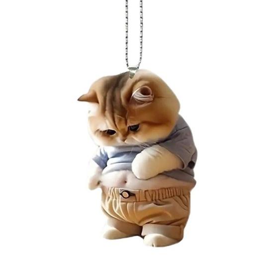 Kitten Pattern 2D Acrylic Ornament Christmas Car Mirror Hanging Decoration Backpack Auto Accessory Car Decoration