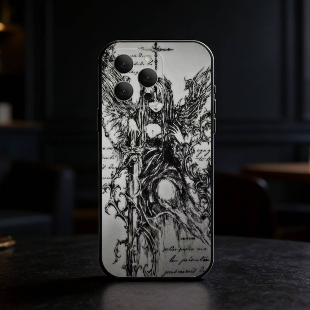 Готический Кибер Сигил Глаза Черепа Чехол для Телефона Для iPhone 17,16,15,14,13,12,11 Plus,Pro Max,SE4 Мягкий Силикон Черный Чехол