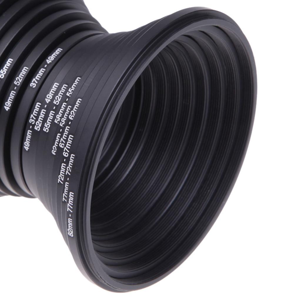 18 Piece Filter Ring Adapter Set All Metal Camera Lens Filter Adapter Ring Set Kit