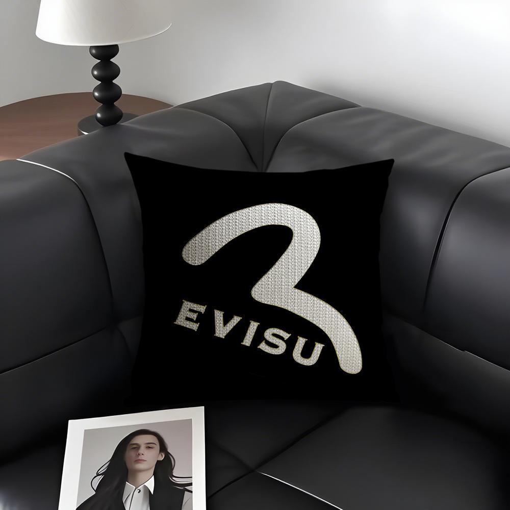 EEVISU Logo Cushion Cover Natural Linen Organic Fabric DoubleSided Printing Sofa Home Decor Gift Pillow Case