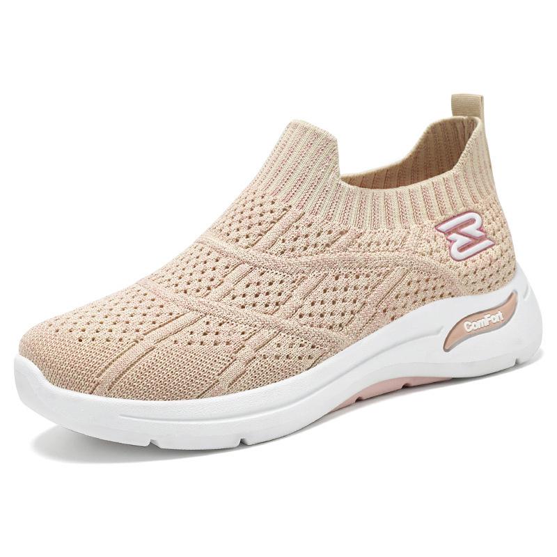 Женские туфли летние новые летающие тканые повседневные туфли туфли с одной педалью средние и старые туфли для мам одиночные туфли