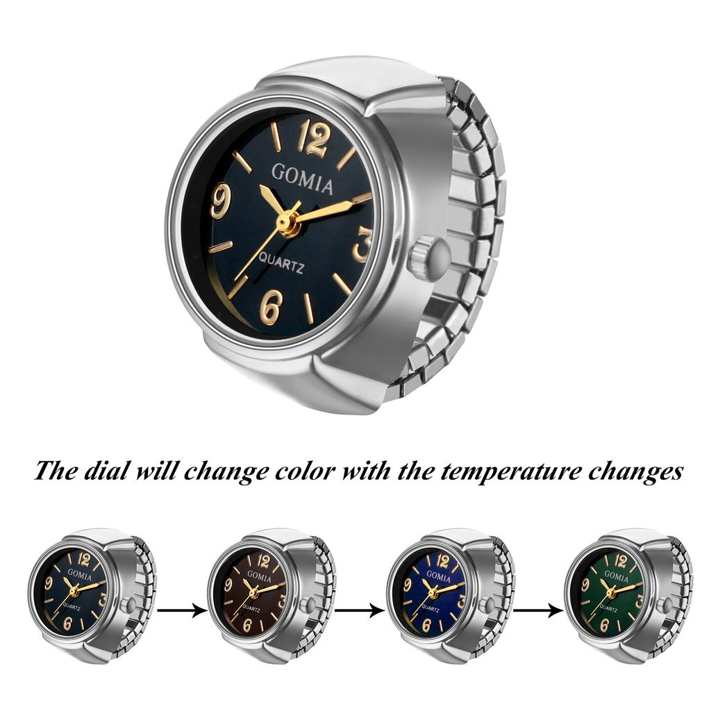 Ring Watch Stainless Steel Free Size Color Changing Ring Watch Analog Waterproof Quartz Watch Fashion Accessory Birthday Christmas Day Present