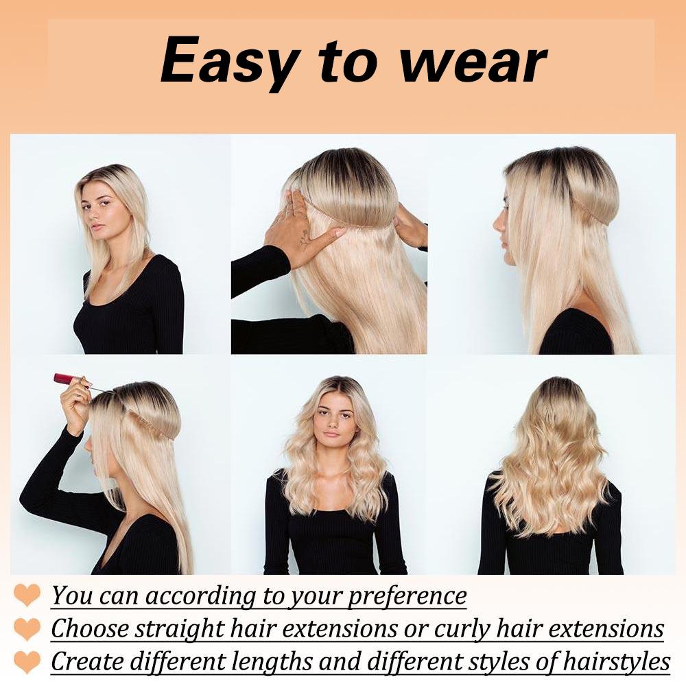 Синтетические длинные прямые невидимые накладные пряди для волос с секретной прозрачной леской для волос для женщин без зажима для волос