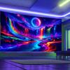 1 шт. Радужный флуоресцентный гобелен с горными вершинами и водопадами, УФ-реактивный гобелен, настенный декор с природным пейзажем