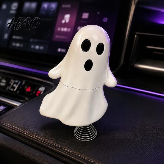 Spooky Home Decorations Cute Ghost Night Light with Spring Base, USB Powered Mini Halloween Unique Holiday Gifts Tree Topper LED for Party,