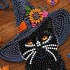 Black Cat Halloween Decoration Moon Rhinestone Painting Kit, Faceted Faux Crystal Hanging Decor, 3D Ornament DIY Craft Window Decor for Home