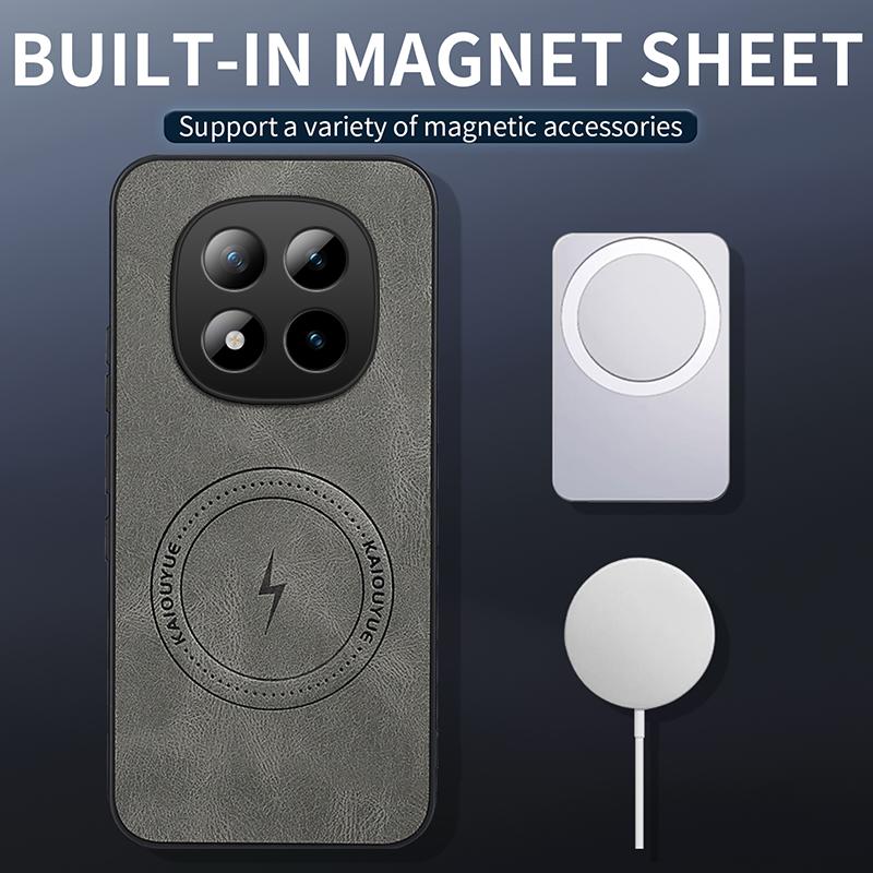Чехол для телефона Redmi Note 15 Pro + Note15 4G 5G, Роскошный кожаный, Магнитный, Magsafe, Защитная задняя крышка, Чехол для Redmi Note 15Pro