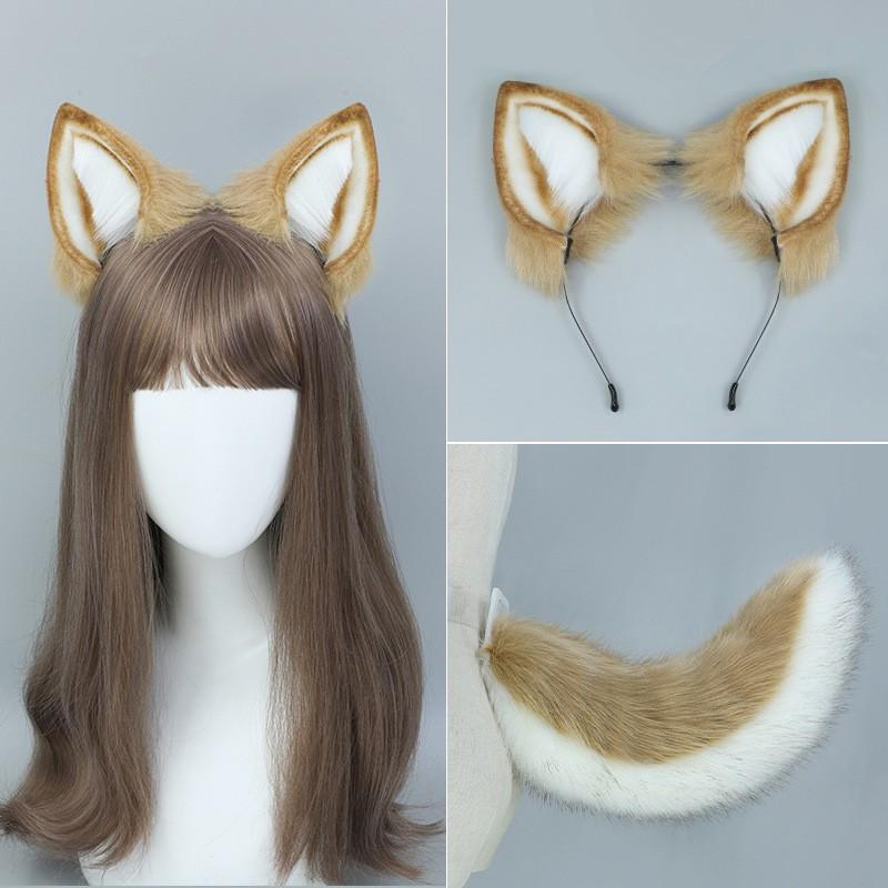 Handmade Plush Shiba Inu Dog Ears Headband Tail Set Cosplay Anime Convention Costume Accessory