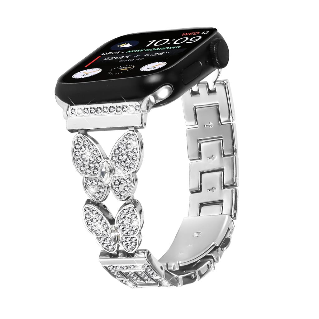 Luxury Stainless Steel Watch Strap Unique Butterfly Diamond for Apple Watch Band 8/9/10 Ultra Metal Woman I Watch Strap