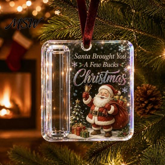 Holiday Hanging Money Holder Christmas Cash Gift Ornament, Clear Acrylic Holder, Xmas Personalized Container Tree Decoration, Funny Ways to