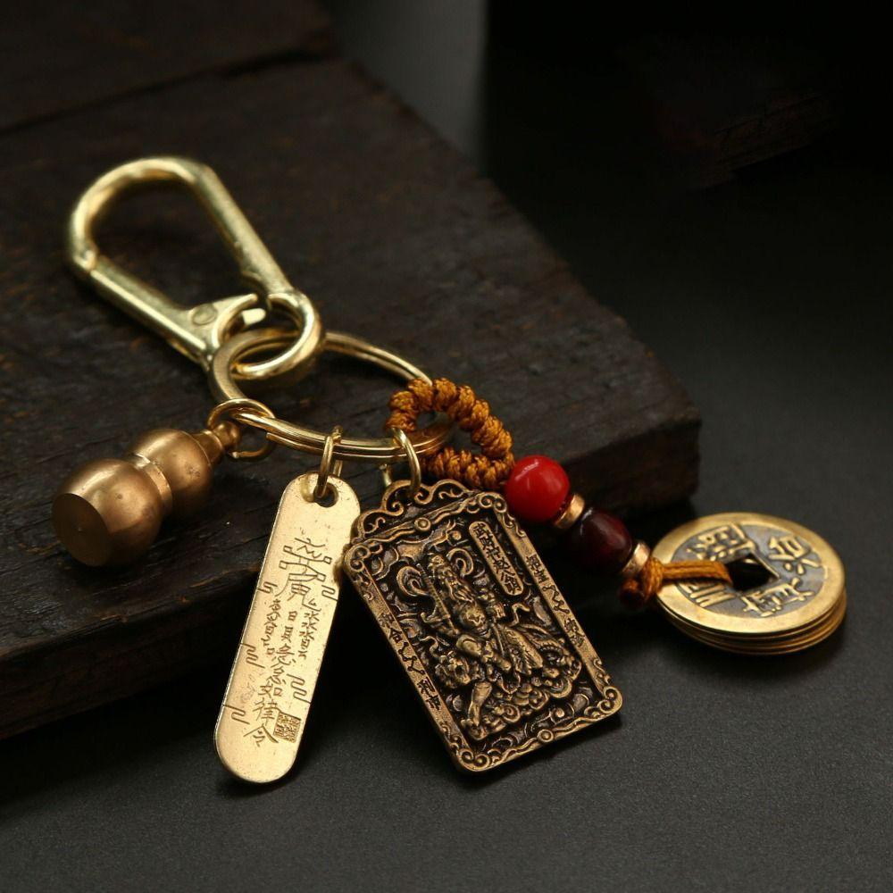 Амулет-брелок со знаком зодиака, металлический кулон с восемью богами-хранителями в китайском стиле, пять императоров, деньги