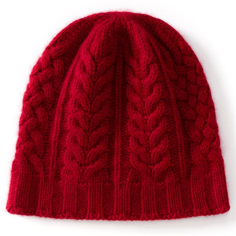 Autumn and winter new cashmere blended twist thickened warm knitted dome men's and women's cashmere hats