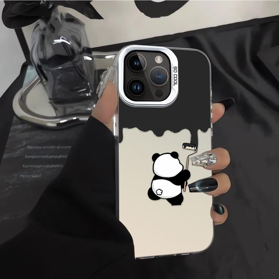 Мягкий чехол для телефона iPhone 14 15 16 Plus 11 12 13 Pro Max 16e Милый мультяшный панда