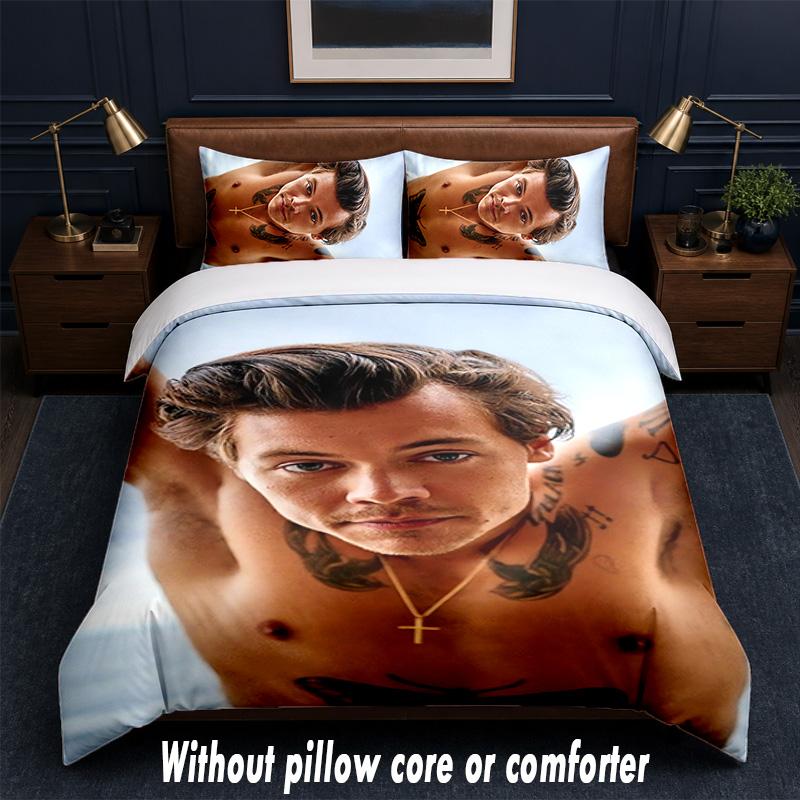 Harry Styles Design Bed Bedding Set 1 Duvet Cover + 2 Pillowcases Soft Breathable Household Bed Linens