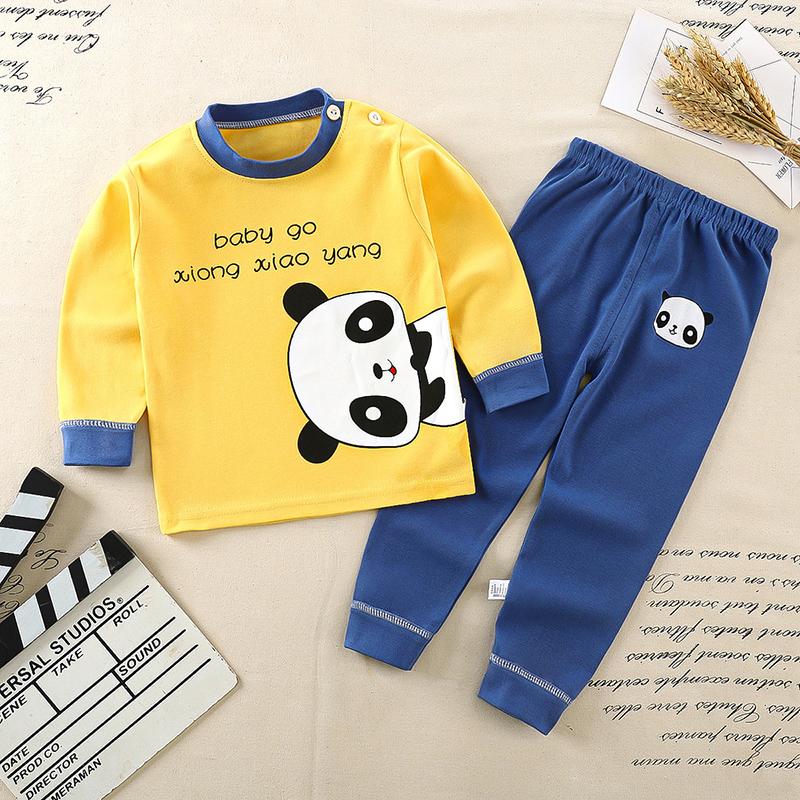 Winter Kids Long Sleeve O Neck T Shirt Pants Set Casual Baggy 2pcs Suit Cotton Cartoon Printes Outfit