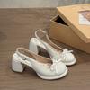 Fashion Small Floral Sweet Style Women's Summer Outer Wear 2025 Sandals New Arrival Bow Dress Thick Heeled Sandals