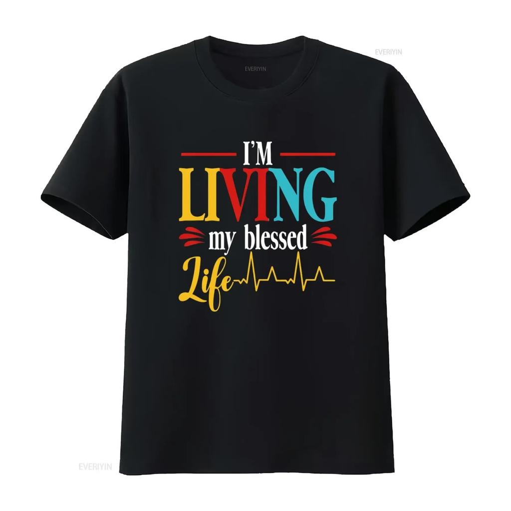 I m Living My Blessed Life Christian Faith Jesus Bold T Shirt for Women Trendy and Comfortable vintage Washed graphic