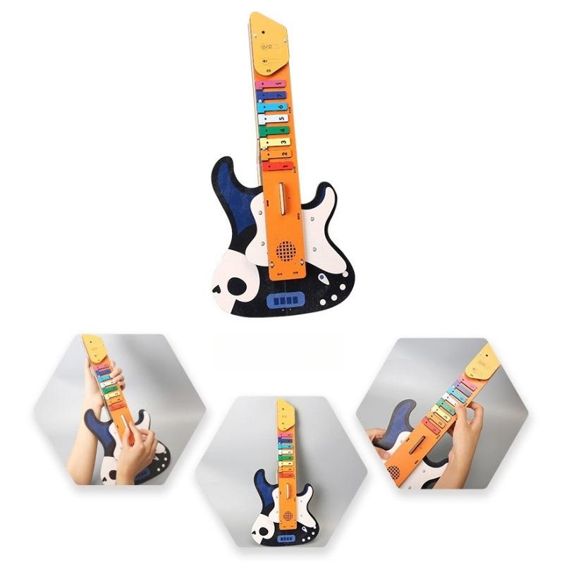 DIY Stringless Electric Guitar Kit for Kids Science Tech Educational Toy UV Color Printing Music Toys Ideal for School Students
