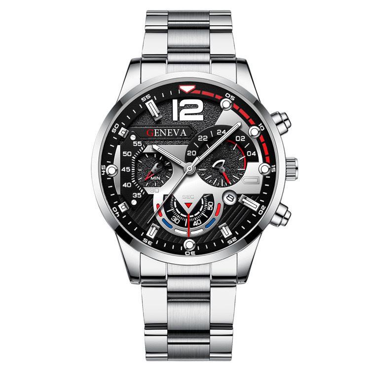 Geneva Calendar Men's Steel Band Watch - Fashionable Business Design
