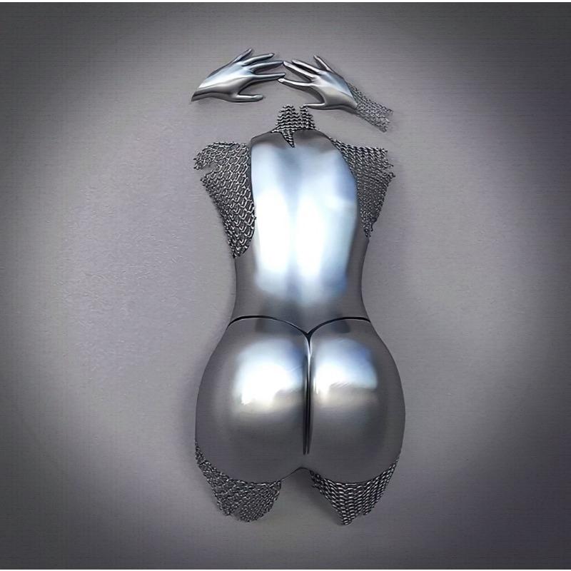 Золотая металлическая фигура статуя обнимает художественный постер, украшение дома, высокое разрешение, покраска распылением, безрамная основа для холста