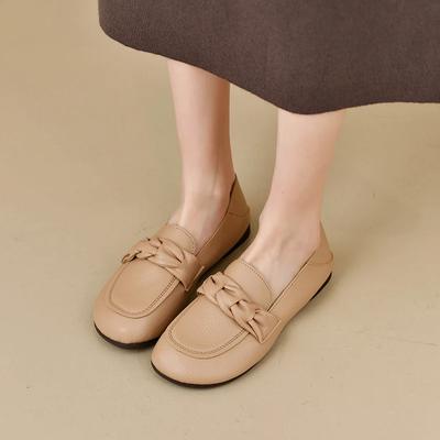 Простые и модные женские туфли из мягкой кожи 2024 года, весна, новые, универсальные, удобные и дышащие, одинарные туфли с неглубоким вырезом