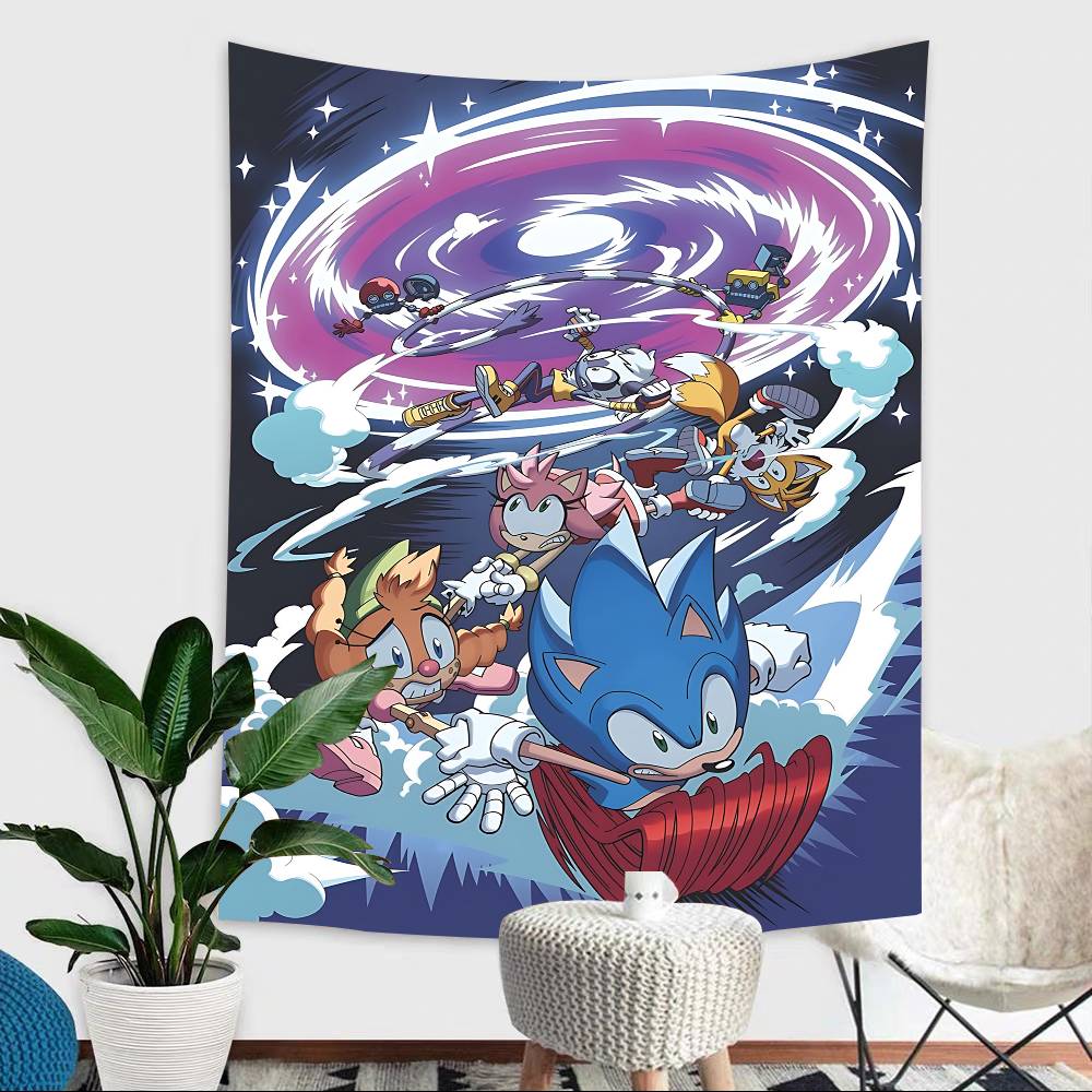 Classic Anime Sonic Characters Theme Background Party Decoration Baby Gifts Space Decoration Banner Children Photography Props