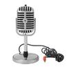 Retro Microphone 3.5mm Unidirectional Vintage Old School Vocal Mic with Stand 7.22ft Cable for Online Meetings Home