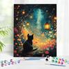 1pc Painting On Numbers Flower Cave Black Cat Painting Art On Canvas By Numbers On Canvas By Numbers Acrylic Kits 40x50cm/16x20inch Without Frame